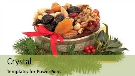  Presentation with christmas holly - Colorful PPT layouts enhanced with luxury christmas cake with glazed fruit and winter holly berry ivy and blue pine fir leaf sprigs isolated over white background backdrop and a yellow colored foreground