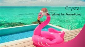  Presentation with flamingo - PPT theme having luxury-christmas-getaway-swimming-pool background and a seafoam green colored foreground