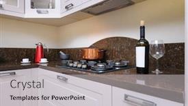  Presentation with minimalistic - Presentation theme featuring luxury cozy modern light beige kitchen minimalistic clean design background and a light gray colored foreground