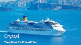  Presentation with mediterranean - Beautiful theme featuring luxury cruise ship sailing backdrop and a teal colored foreground