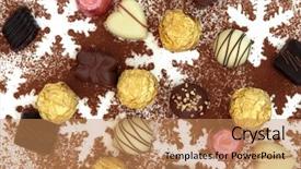  Presentation with design milk - Amazing presentation theme having luxury dark milk and white chocolate selection on cocoa powder with abstract snowflake design backdrop and a coral colored foreground