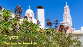  Presentation with santorini - Amazing presentation design having luxury decks pensions and patios of oia santorini greece backdrop and a tawny brown colored foreground