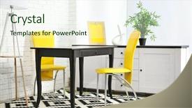  Presentation with furniture design - Colorful PPT theme enhanced with luxury dining - modern room design furniture set backdrop and a cream colored foreground