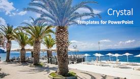  Presentation with dock - Amazing PPT theme having luxury-dock-in-lutra-edipsou backdrop and a teal colored foreground