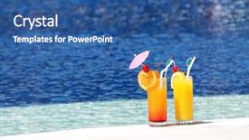 Presentation with fruit water - PPT layouts having luxury drinking - two glasses of fruit juice background and a ocean colored foreground