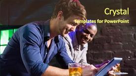  Presentation with two men on a judo - Slide deck with luxury drinking - two men using digital table background and a tawny brown colored foreground