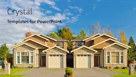  Presentation with luxury house - Slide set consisting of luxury duplex house in vancouver background and a light blue colored foreground