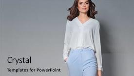  Presentation with grey - Audience pleasing slides consisting of luxury fashion brand - pretty woman on grey background backdrop and a light blue colored foreground