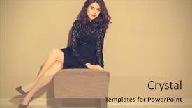  Presentation with management stop light - Presentation design with luxury fashion brand - pretty woman sitting on stool background and a coral colored foreground