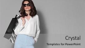  Presentation with paper bag vs plastic bags - Audience pleasing presentation theme consisting of luxury fashion brand - pretty woman with bags backdrop and a light gray colored foreground