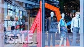  Presentation with city street - Cool new PPT theme with luxury fashion brand - shopping mall of a modern backdrop and a light blue colored foreground