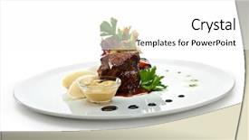  Presentation with steak - Presentation having luxury food - beef steak with fresh salad background and a white colored foreground