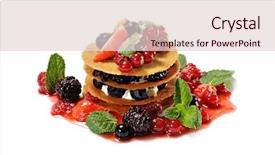  Presentation with fresh strawberry glass of berry - PPT theme enhanced with luxury food - dessert with berries and fresh background and a  colored foreground