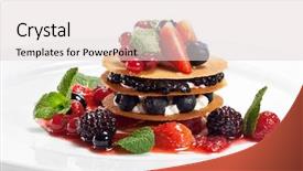  Presentation with fresh strawberry glass of berry - Audience pleasing slides consisting of luxury food - dessert with berries and fresh backdrop and a lemonade colored foreground