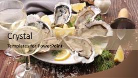  Presentation with oyster - Amazing slides having luxury food - fresh oyster and wine glass backdrop and a coral colored foreground