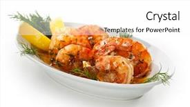  Presentation with shrimps - Amazing theme having luxury food - fried shrimps with lemon backdrop and a white colored foreground
