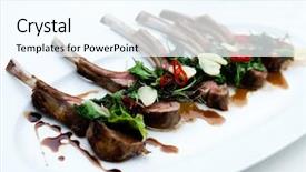  Presentation with herbs - Amazing PPT layouts having luxury food - grilled lamb chops with herbs backdrop and a cool aqua colored foreground
