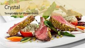 Presentation with jesus shepherd lamb god - Colorful presentation theme enhanced with luxury food - roasted lamb chops with pistachio backdrop and a yellow colored foreground