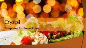  Presentation with seafood - Beautiful slides featuring luxury food - seafood backdrop and a gold colored foreground