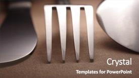  Presentation with knife attack - Slide set having luxury food - spoon knife fork background and a tawny brown colored foreground