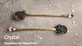  Presentation with grey black white brick - Beautiful presentation theme featuring luxury food - spoons with delicious black caviar backdrop and a gray colored foreground