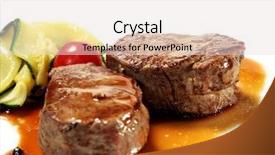  Presentation with veal - Theme featuring luxury food - veal medallions with zucchini background and a lemonade colored foreground