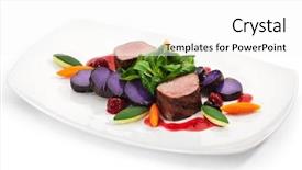  Presentation with herbs blue - Audience pleasing PPT theme consisting of luxury food - venison meat with carrots zucchini backdrop and a white colored foreground