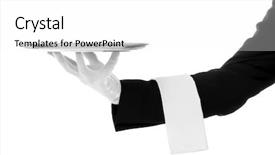  Presentation with waiter - Audience pleasing theme consisting of luxury food - waiter hand with tray backdrop and a white colored foreground