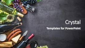  Presentation with wine cheese - Presentation theme having luxury food - wine bottles with grapes cheese background and a dark gray colored foreground