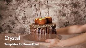  Presentation with health apples and education - PPT layouts featuring luxury food - woman holding chocolate cake background and a tawny brown colored foreground