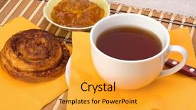  Presentation with beverage - Amazing slide deck having luxury food beverage - breakfast time backdrop and a gold colored foreground