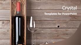  Presentation with bottle red wine - Audience pleasing theme consisting of luxury food beverage - red wine bottle in box backdrop and a coral colored foreground
