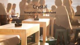  Presentation with sunset beach - Slide set consisting of luxury food beverage - sunset bar by the beach background and a coral colored foreground