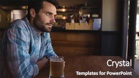  Presentation with bar - Slide set with luxury food beverage - thoughtful man having beer background and a  colored foreground