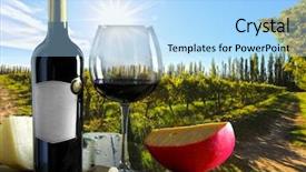  Presentation with beverage - Colorful slide set enhanced with luxury food beverage - wine backdrop and a light blue colored foreground