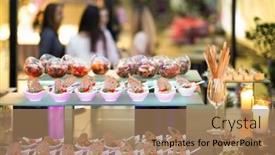  Presentation with luxury - PPT layouts having luxury-food-on-the-table background and a coral colored foreground