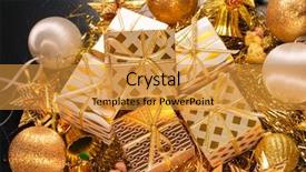  Presentation with luxury gold - Cool new theme with luxury gold themed holiday greeting backdrop and a gold colored foreground