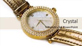  Presentation with luxury gold - Slide deck featuring luxury gold wristwatch with gems background and a coral colored foreground
