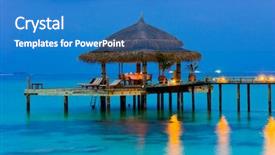  Presentation with water ocean - Amazing slides having luxury holiday night - water cafe at evening lights backdrop and a teal colored foreground