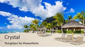  Presentation with paradise island - Beautiful PPT theme featuring luxury holidays in paradise island backdrop and a  colored foreground