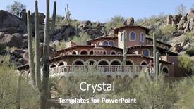  Presentation with cactus - Slide deck enhanced with luxury home in desert with front deck and cactus background and a gray colored foreground