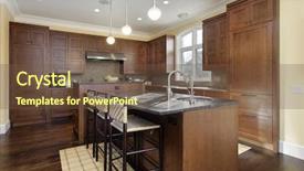  Presentation with oak wood texture and - Slide deck featuring luxury home with oak wood background and a tawny brown colored foreground