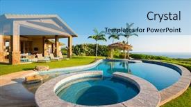  Presentation with luxury resort - PPT theme featuring luxury home with swimming pool background and a light blue colored foreground