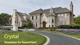  Presentation with cedar - PPT layouts consisting of luxury home with turret background and a tawny brown colored foreground