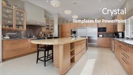  Presentation with luxury - Slide set consisting of kitchen in luxury home with wood island background and a gray colored foreground