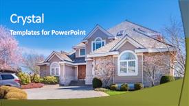  Presentation with beautiful green - Presentation theme consisting of luxury home yard with green background and a teal colored foreground