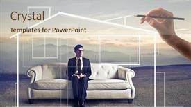  Presentation with home - Slide set enhanced with suitcase full of cash money polish zloty one hundred banknotes poland currency background and a dark gray colored foreground