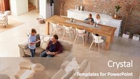  Presentation with time - Colorful presentation theme enhanced with luxury homes - family time at home backdrop and a coral colored foreground