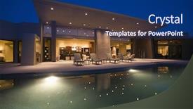  Presentation with swimming pool - Slides with luxury homes - luxurious and modern house background and a ocean colored foreground