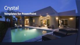 Presentation with swimming pool - Theme with luxury homes - luxurious house with swimming pool background and a teal colored foreground